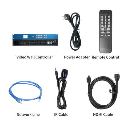4K60-Videoprozessor 4 Eingänge, 16 Ausgänge für Multi-Screen-DisplayProfessioneller 4K-Videowandprozessor nahtloses Schalten und Spalten 16-Kanal-HDMI-Videoprozessor ideal für Command & Contro