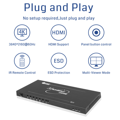 Bitvisus 4K60 8 Bilder Multiviewer HDMI/DP Infrarot Fernbedienung Video-Schalter
