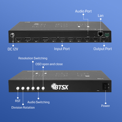 RS232-Steuerungsoptionen 8 HDMI-Eingangs-Multi-Screen-Display-Controller für mühelose Videoübertragung und benutzerfreundliches Design