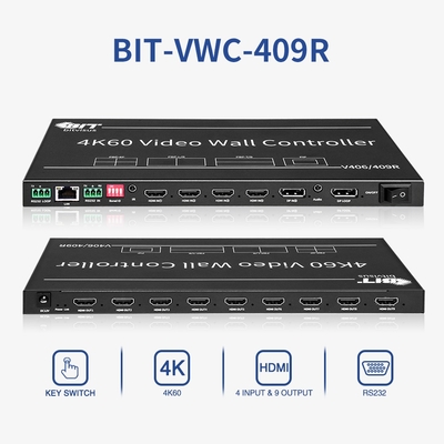 Bitvisus 3X3 2X3 4K Nahtloser 4-Quellen-PIP-POP-HDMI-TV-Meeting-Konferenzraum-Videowand-Prozessor-Controller BIT- VWC-409R
