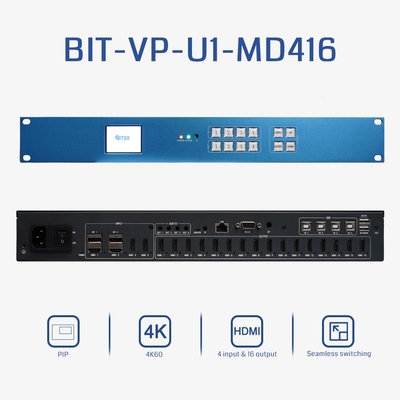 Bitvisus 1U RACK PIP Nahtloser Switching HDMI Switcher Matrix 4K60 4*4 LCD LED TV Video Wall Controller Prozessor BIT-VP-U1-MD416