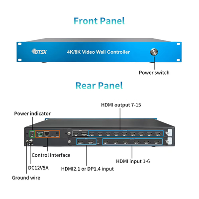 8K 1 in 15 Out Multi - Screen Content Display Pixel-to-pixel Splicing Multi-Screen Viewer 4x3 5x3 6x2 Multi-Monitor Splitter